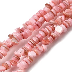 Pink Естественных пресноводных стеклянные бусы, окрашенные, самородки, розовые, 4.5~9x4.5~7x1.5~5 мм, отверстие : 0.8 мм, около 163~165 шт / нитка, 14.88~15.08'' (37.8~38.3 см)