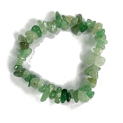 Зеленый Авантюрин Природный зеленый авантюрин стрейч браслеты, чип, внутренний диаметр: 2-1/8~2-3/8 дюйм (5.5~6 см)