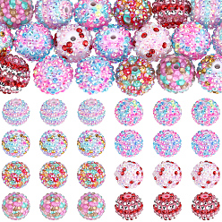Mixed Color 24Pcs 8 Colors Round Resin Rhinestone Beads, Bubblegum Beads for DIY Beadable Pens, Keychains and Jewelry Crafts, with Acrylic Beads Inside, Mixed Color, 19.5~20x17.5~20mm, Hole: 2.5~3mm, 3pcs/color