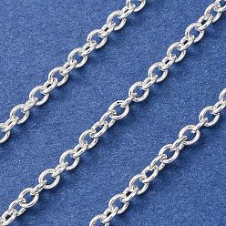 Argent 304 chaînes de câbles en acier inoxydable, soudé, avec bobine, argenterie, 3x2.5x0.5mm