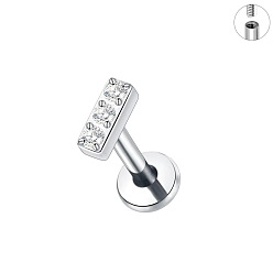 Rectangle G23 титановые микропаве прозрачные кубические циркониевые серьги для хряща, цвет нержавеющей стали, прямоугольные, 8 мм