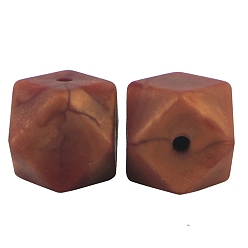 Седло Коричневый Восьмиугольные бусины из пищевого силикона, седло коричневый, 17 мм