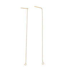 Золотой Ионное покрытие (ip) 304 серьги-гвоздики из нержавеющей стали, кабельные цепи ушная нить с петлями, золотые, 100~109x0.7x0.25 мм, отверстие : 1.7 мм, штифты : 0.7 мм