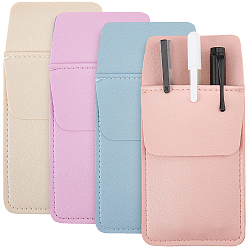 Mixed Color Rectangle Leather Pen Bag, Stationery Storage Case, Mixed Color, 162x80x5mm, 4pcs
