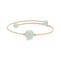 Зеленый Авантюрин Натуральный зеленый авантюрин круглый браслет из бисера, браслет с крутящим моментом из стальной проволоки с эффектом памяти для женщин, золотые, внутренний диаметр: 2-1/4 дюйм (5.7 см)