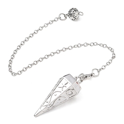 Platinum Rack Plating Brass Cone Dowsing Pendulum Pendants, with Cable Chain & Lobster Claw Clasps, Platinum, 223mm, Hole: 2mm