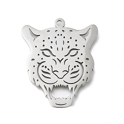Нержавеющая Сталь Цвет 304 подвески из нержавеющей стали, подвески на голову леопарда, лазерная резка, анти-тускнение, цвет нержавеющей стали, 34.5x29x1.5 мм, отверстие : 2 мм