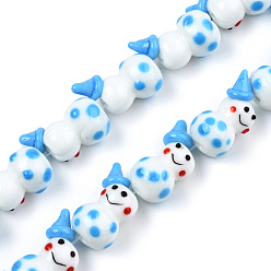Светло-Голубой Бусы лэмпворк ручной работы, снеговик, Небесно-голубой, 22x15x13 мм, отверстие : 1.5 мм, около 25 шт / нитка, 19.29 дюйм (49 см)