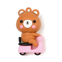 Медведь Пластиковые подвески в виде мультяшных животных, с железной платиной петлей, медведь, 47x27.5x22.5 мм, отверстие : 3 мм