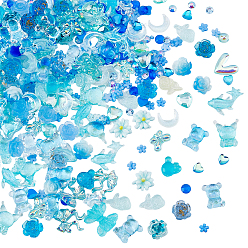 Озёрно--синий Кабошоны из смолы, ногтей декоративные аксессуары, разнообразные, Плут синий, 3~8x3~12x1~3 мм, 4 пакеты/коробки