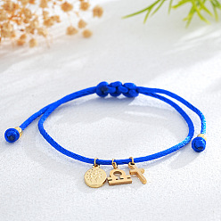 Весы Браслеты с подвесками в виде креста и созвездия из латуни, регулируемые браслеты шнур, Весы, 11.02 дюйм (28 см)