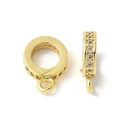 Настоящее золото 18K Латунные поручни из кубического циркония с микропаве, без свинца и без кадмия, долговечный, стойки покрытие, реальный 18 k позолоченный, 10.5x7.5x2 мм, отверстие : 1.2 мм