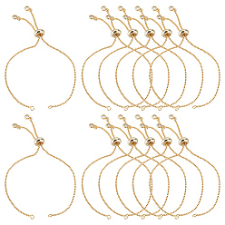 Настоящее золото 18K 12шт. стойка, покрытие, латунь, изготовление браслетов-цепей, со стразами, долговечный, изготовление браслетов-слайдеров, без кадмия и без свинца, реальный 18 k позолоченный, длина одной цепи: около 115~120 мм