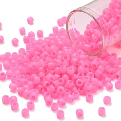 (910F) Hot Pink Ceylon Pearl Matte Тохо 6/0 круглые бусины, японский бисер, (910 f) ярко-розовый цейлонский жемчуг матовый, 4 мм, отверстие : 1.5 мм, Около 840 шт / 50 г