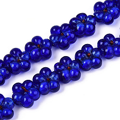 Средно-синий Стеклянные бусины, с фольгой внутри, ручная работа, цветок, светло-синий, 13~14.5x14~15x7~9 мм, отверстие : 1.2~2 мм