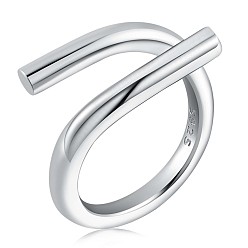 Platinum Rhodium Plated 925 Sterling Silver Wire Wrap Open Cuff Ring for Women, Platinum, US Size 6 1/2(16.9mm)