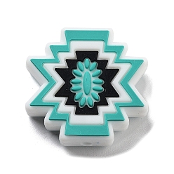 Бирюза Силиконовые фокусные шарики, DIY уход за ожерельем, червоточина, бирюзовые, 28x29x8 мм, отверстие : 2 мм