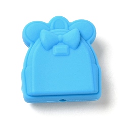 Deep Sky Blue Silicone Focal Beads, Bag, Deep Sky Blue, 27x24.5x11mm, Hole: 2mm