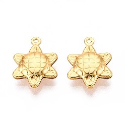 Настоящее золото 18K 304 подвески из нержавеющей стали, прелести подсолнуха, ионное покрытие (ip), реальный 18 k позолоченный, 18.5x13x4 мм, отверстие : 1 мм