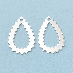 Посеребрённый Латунные филигранные подвески, без кадмия и без свинца, очарование слезы, 925 серебро покрытием, 16x11x0.5 мм, отверстие : 1.2 мм