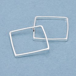 Посеребрённый Латунные соединительные колечки, долговечный, квадратный, 925 серебро покрытием, 12x12x1 мм, внутренний диаметр: 11x11 мм