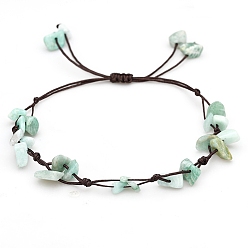 Амазонит Натуральные амазонитовые плетеные браслеты из бисера, чип, 6-1/4~10-1/4 дюйм (16~26 см)