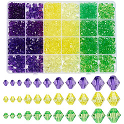 (52) Непрозрачная лаванда 1350 шт 12 стили прозрачные акриловые бусины, двухконусные, разноцветные, 4~10x4~10 мм, отверстие : 1.2~2.5 мм