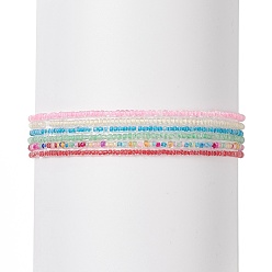 (52) Непрозрачная лаванда Стеклянные бусины эластичные ножные браслеты, штабелируемые многослойные ножные браслеты, разноцветные, внутренний диаметр: 2-3/8 дюйм (6.1 см), 6 шт / комплект