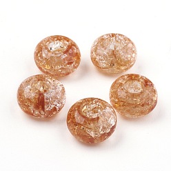 Верблюжий Прозрачных бусин акриловые треск, бусины с большим отверстием, рондель, верблюжие, 14x8 мм, Отверстие : 5.5 мм , около 510 шт / 500 г