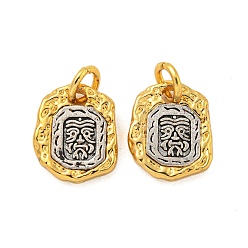 Настоящее золото 18K Долговечные латунные подвески, с прыжковых колец, квадратный, реальный 18 k позолоченный, 14x11.5x3 мм, отверстие : 4 мм