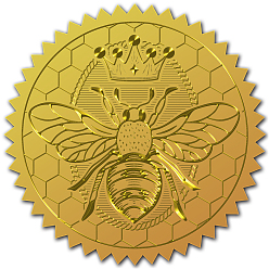 Bees Пластиковые самоклеящиеся наклейки с тиснением из золотой фольги, стикер украшения медали, Пчелы, 5x5 см, 4шт / лист
