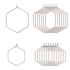 Нержавеющая Сталь Цвет 80 шт. 2 стиль 304 фурнитура для сережек-колец из нержавеющей стали, кольца для бокалов вина, шестиугольник, цвет нержавеющей стали, 7 датчик, 26~31x20~25x3.5 мм, штифты : 0.8 мм, 40 шт / стиль