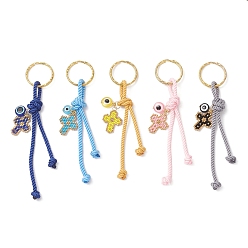 (52) Непрозрачная лаванда Брелок из смолы, стеклянных семян и полиэфирного шнура, крест с сглаза, с железными кольцами, разноцветные, 115 мм