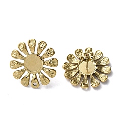 Настоящее золото 18K Ионное покрытие (ip) 316 серьги-гвоздики из нержавеющей стали, цветок, реальный 18 k позолоченный, 24 мм, отверстие : 1.8 мм, штифты : 12x0.6 мм