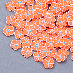 Коралловый Ручной полимерной глины кабошонов, модные аксессуары для украшения ногтей, цветок, коралл, 4~7x4 ~ х 0.5~2 мм, Около 35000~40000 шт / 500 г