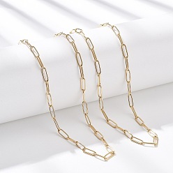 Настоящее золото 14K 3.5мм 304 ожерелья из нержавеющей стали со скрепками, реальный 14 k позолоченный, 20.55 дюйм (52.2 см)