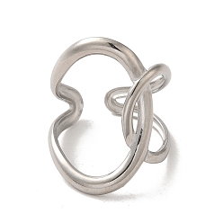 Stainless Steel Color Non-Tarnish 304 Stainless Steel Open Cuff Ring, Stainless Steel Color, US Size 7 1/2(17.7mm)