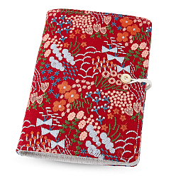 Red Linen Loose-leaf Planner Notebook Cover, Binder Cover, Rectangle with Flower Pattern, Red, 235x170x29mm