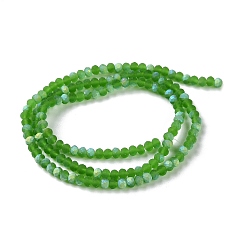 Green Imitation Jade Glass Beads Strands, Half AB Color Plated, Faceted, Frosted, Rondelle, Green, 3x2mm, Hole: 0.7mm, about 155pcs/strand, 15.75''(40cm)