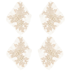 Бежевый Вышивка в форме цветка из полиэстера, пришивные цветочные аппликации, украшение для свадебного платья своими руками, Cheongsam, бежевые, 195x145x7 мм