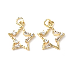Настоящее золото 18K Латунные микро проложить кубического циркония подвески, звезда, с целью перехода в кольце, без свинца и без кадмия, долговечный, с целью перехода в кольце, реальный 18 k позолоченный, 17x15.5x3 мм, отверстие : 3 мм