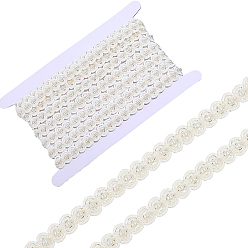 Белый 3.33ярдов полиэфирной тканой ленты, с пластиковой бисера, белые, 1/2 дюйм (14 мм)