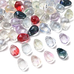 Gemischte Farbe Einbrennlack, transparente Glasanhänger, Träne Reize, mit Glitzerpulver, Gemischte Farbe, 13x9 mm, Bohrung: 1.4 mm, ca. 990 Stk. / 1000 g