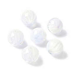 Алиса Синий Двухцветные прозрачные акриловые бусины, бусины ручной работы, круглые, с блестящей пудрой и эмалью, Алиса Блю, 15x14 мм, отверстие : 3 мм