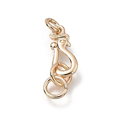 Light Gold Brass Hooks, with Jump Ring, Rack Plating, Light Gold, 14x6.5x1.4mm, Hole: 3mm/4mm