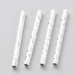 Посеребрённый Бисера латунной трубки, долговечный, граненый трубки, 925 серебро покрытием, 25x2 мм, отверстие : 1.2 мм