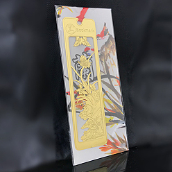 Цветок Прямоугольные металлические закладки в китайском стиле с красной лентой для завязывания узлов, Золотая латунная полая закладка в подарок для любителей книг, учителя, читатель, цимбидиум узор, 92x23 мм