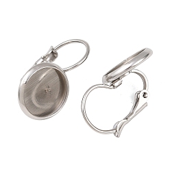 Нержавеющая Сталь Цвет Устойчивый к потускнению плоский круглый поднос гладкая поверхность 304 фурнитура для сережек из нержавеющей стали, цвет нержавеющей стали, лоток : 10 мм, 21x12 мм, штифты : 0.8 мм