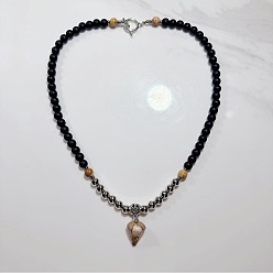 Пейзажный Джаспер Европейские 8мм черные стеклянные бусины, подвески в виде пирамиды из натурального яшмового стекла с застежками из сплава для мужчин, платина, 21.65 дюйм (55 см)