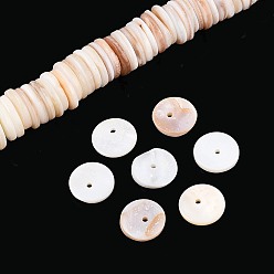 Морская Ракушка Естественных пресноводных оболочки бисер нитей, диск, Heishi бусы, цвет морской раковины, 9~10.5x0.5~3 мм, отверстие : 1 мм, около 202~211 шт / нитка, 15.16~15.75 дюйм (38.5~40 см)